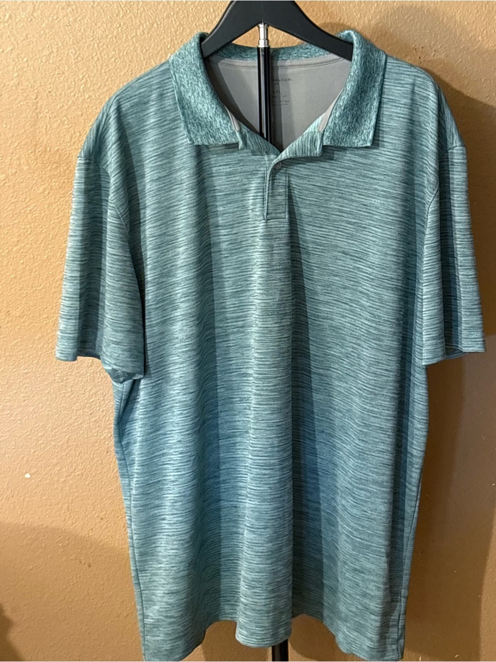 Van Heusen Air Men's Blue Solid Polo Shirt Short Sleeve Collared Classic XXL